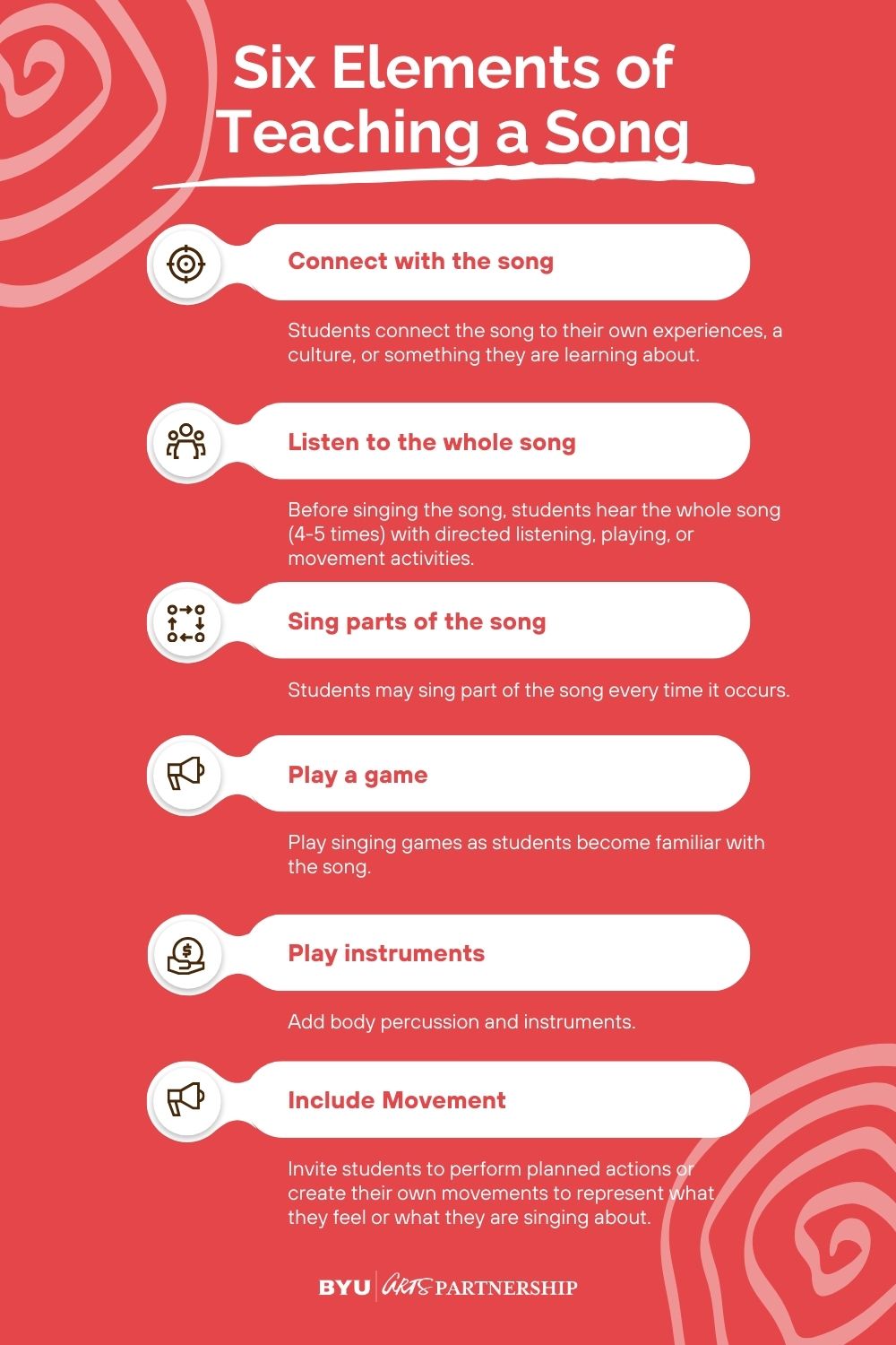 6 elements of teaching a song infographic