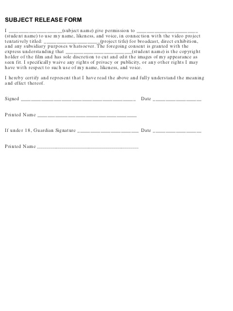 sample subject release