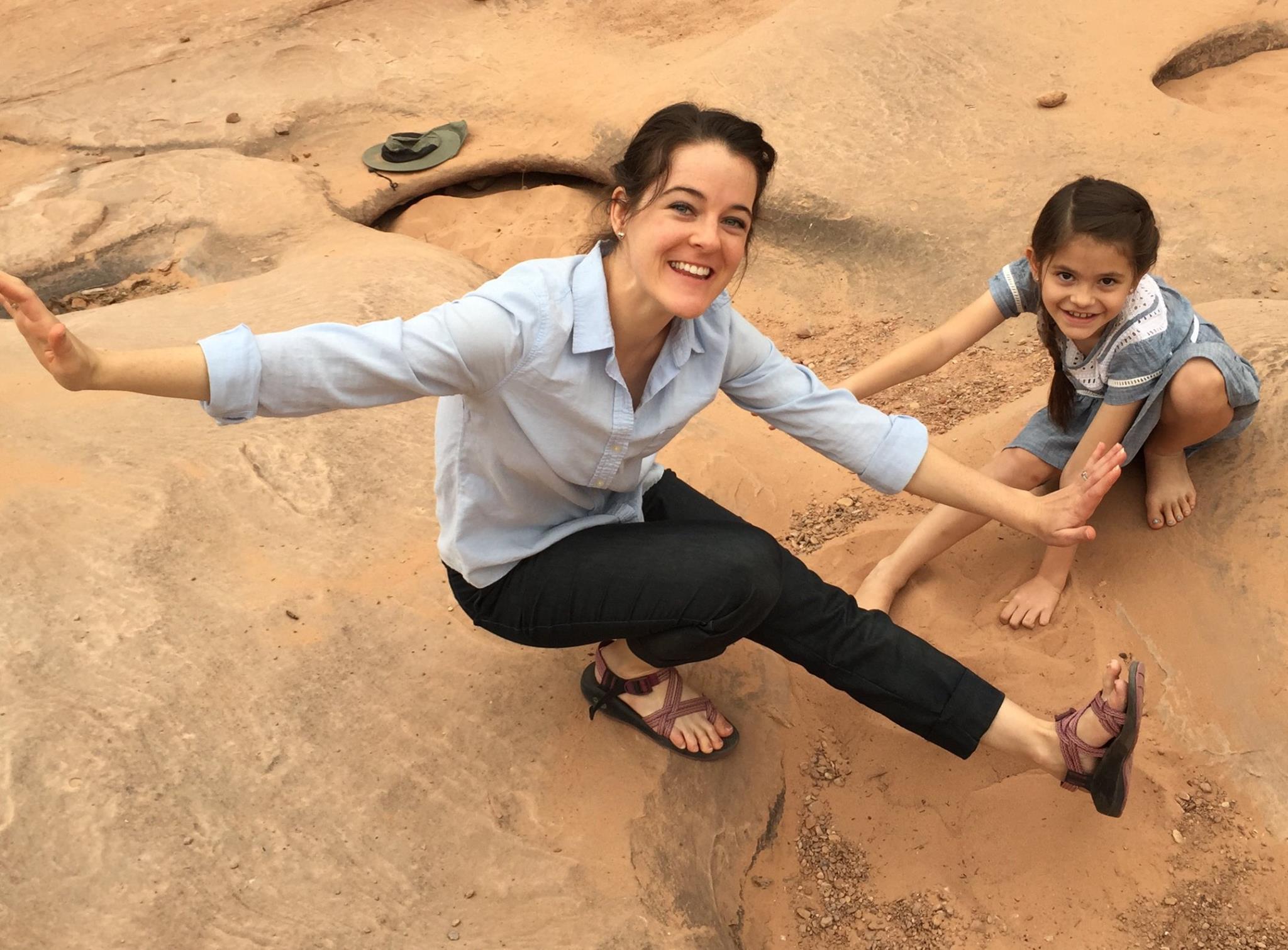 Heather Francis dancing with a child for a dance film
